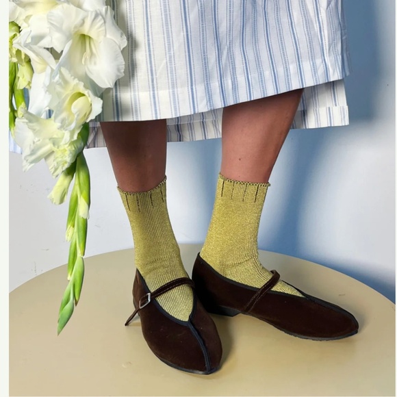 Brown Cotton Velvet Ballet Flats - 100% Silk Shop - Theatre Shoe/Slipper sz 6 - Picture 1 of 2